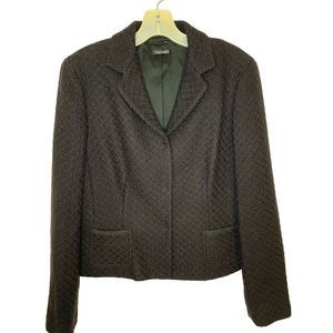 Tahari Dark Grey Waffle Knit Career Blazer Women’s Large Jacket